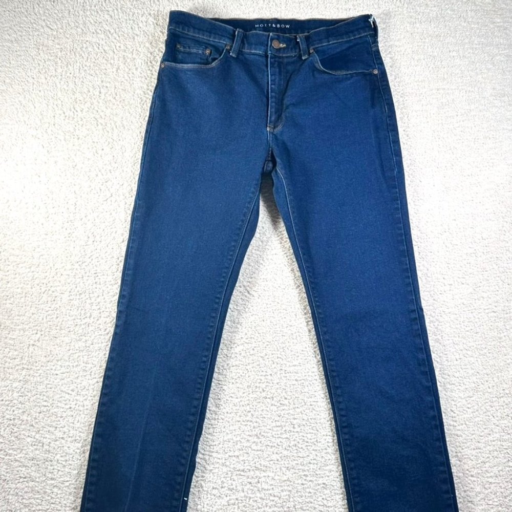 Mott and Bow Mens Slim fit Jeans Size 34x32 Dark Blue Indigo Stretch Comfy Lux